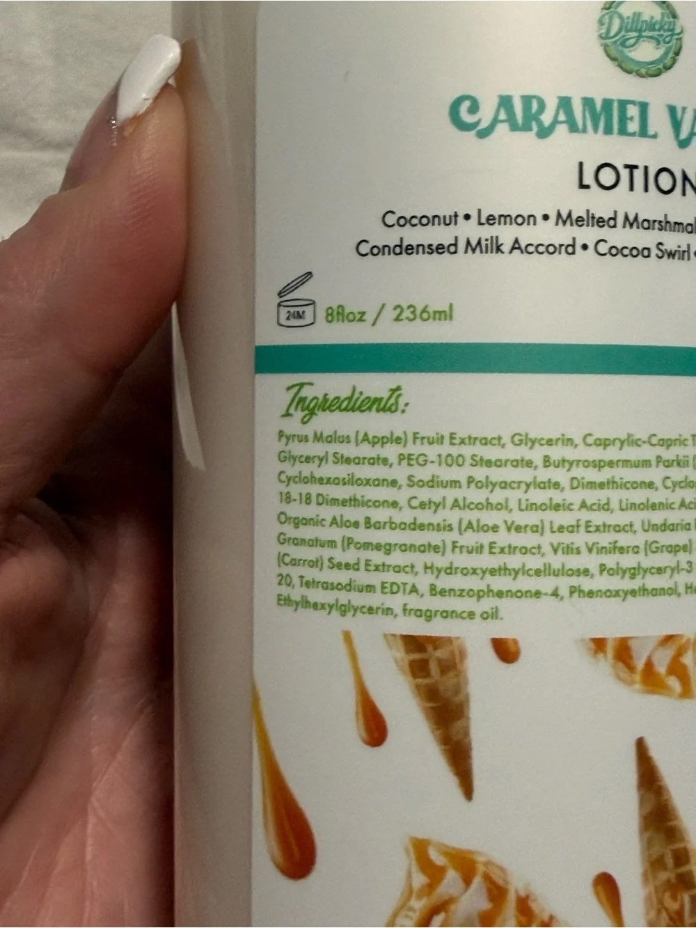 Aminnah/Dillpicky Collab “Caramel Vanilla” full size Lotion.